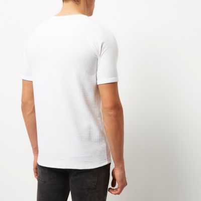 White waffle raglan T-shirt